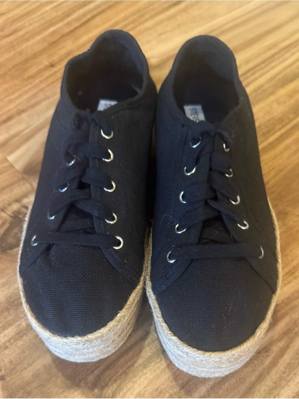 Steve Madden Karma Black Canvas Platform Espadrille Sneakers